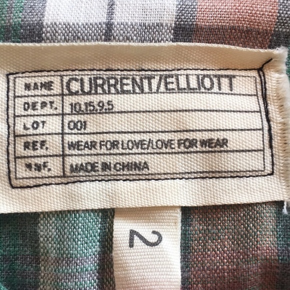 Current/Elliot green plaid button down shirt medium NWT - Picture 3 of 7